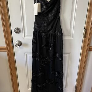 Peppermayo Black Floral Appliqué Maxi Dress
